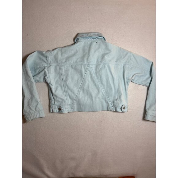 Forever 21 Womens Light Blue Cropped Denim Jacket With Button Closure & Small - Picture 9 of 11